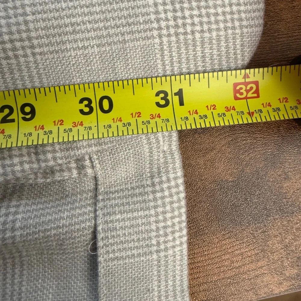 Banana Republic Mens 40L Grey Linen Cotton Glen Plaid Tailored Fit Blazer Jacket